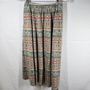 Vintage Chicos Design 100% Cotton Tribal Maxi Skirt Size 1 (M/8) Celtic Knot 90s